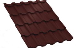 Металлочерепица Трамонтана-X Пластизол 0,5 мм P363 Вишневый