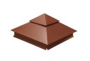 Колпак на столб двойной 390х390мм 0,5 Satin Matt с пленкой RAL 8004 терракота – Купить оптом и в розницу