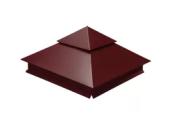 Колпак на столб двойной 390х390мм 0,5 Satin с пленкой RAL 3009 оксидно-красный – Купить оптом и в розницу