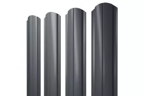 Штакетник Grand Line Slim Полукруглый фигурный 0,5 Quarzit Pro Matt RAL 7024 Мокрый асфальт купить в санкт-петербурге