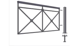 Столб для пешеходного ограждения Крест 80х80, В-1200мм с пластиной, цинк. Артикул: Yuventa_assorti_08