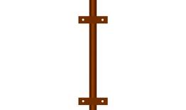 Столб заборный ЮВЕНТА, D42, Н-2300мм, с планками и пластиковой заглушкой, грунт коричневый. Артикул: Yuventa_Stolb_001
