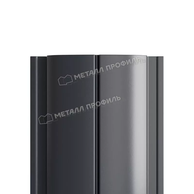 Штакетник Металл Профиль ELLIPSE-Т (Прямой) VikingMP 0,45 мм RAL 7024 Мокрый асфальт купить в санкт-петербурге