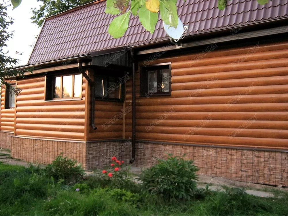 Сайдинг Блок-хаус 0,390 Grand Line 0,45 Print Premium Antique Wood TwinColor купить в санкт-петербурге