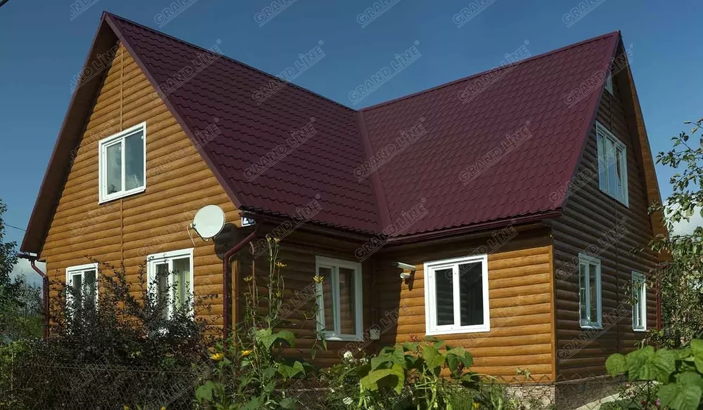 Сайдинг Блок-хаус 0,390 Grand Line 0,45 Print Premium Antique Wood TwinColor купить в санкт-петербурге