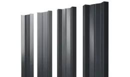 Штакетник М-образный А с прямым резом 0,5 GreenCoat Pural BT, matt RR2H3 (RAL 7016 антрацитово-серый). Артикул: 46319