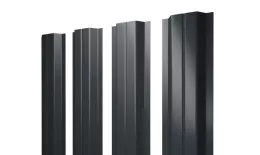 Штакетник П-образный A с прямым резом 0,5 GreenCoat Pural BT, matt RR2H3 (RAL 7016 антрацитово-серый). Артикул: 46356