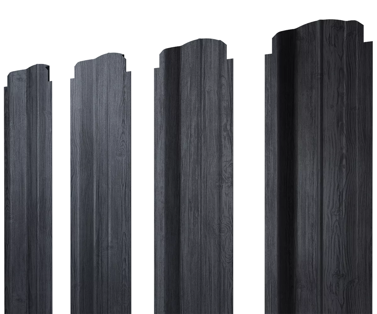 Штакетник П-образный В фигурный 0,45 Print Premium Grey Wood TwinColor купить в санкт-петербурге