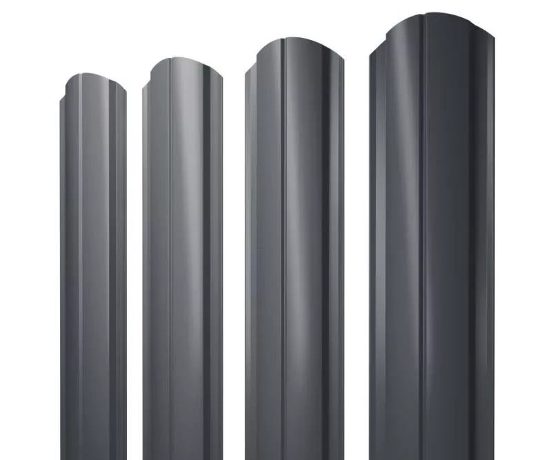 Штакетник Полукруглый Slim фигурный 0,45 Drap TR RAL 7024 мокрый асфальт купить в санкт-петербурге