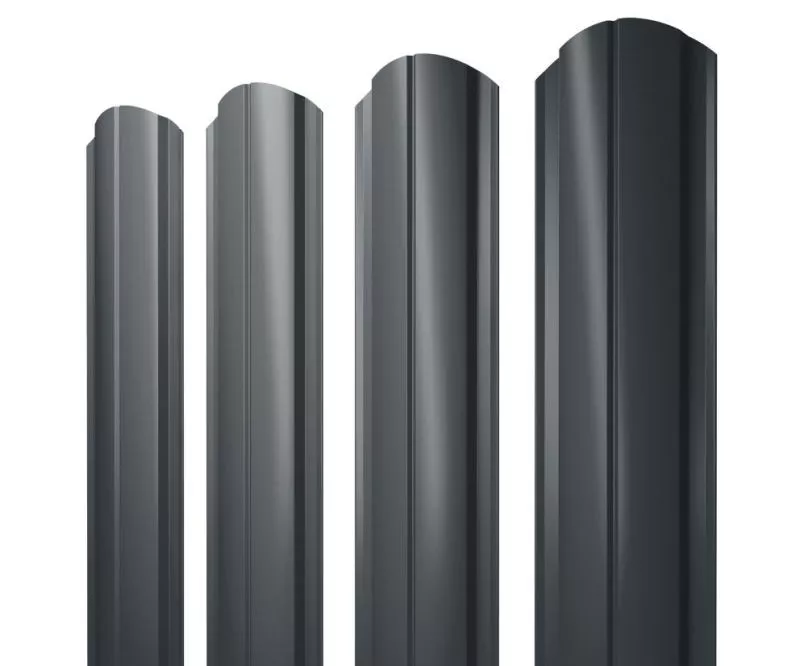 Штакетник Полукруглый Slim фигурный 0,5 PurLite Matt RAL 7016 антрацитово-серый купить в санкт-петербурге