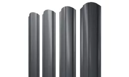Штакетник Полукруглый Slim фигурный 0,5 GreenCoat Pural BT, matt RR 23 темно-серый (RAL 7024 мокрый асфальт). Артикул: 38888