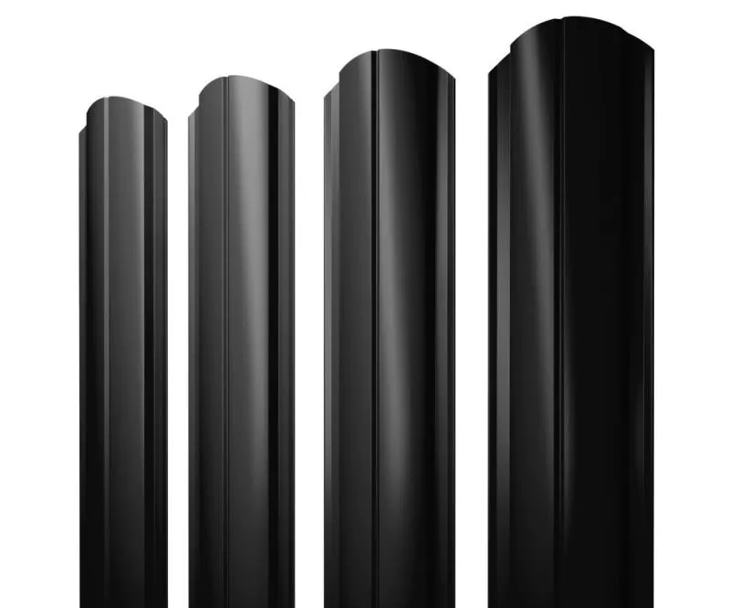 Штакетник Полукруглый Slim фигурный 0,5 Satin Matt TX RAL 9005 черный купить в санкт-петербурге