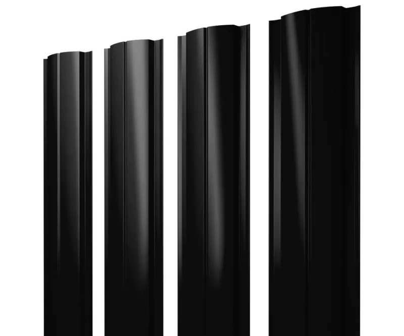Штакетник Полукруглый Slim с прямым резом 0,4 PE-Matt-Double RAL 9005 черный купить в санкт-петербурге