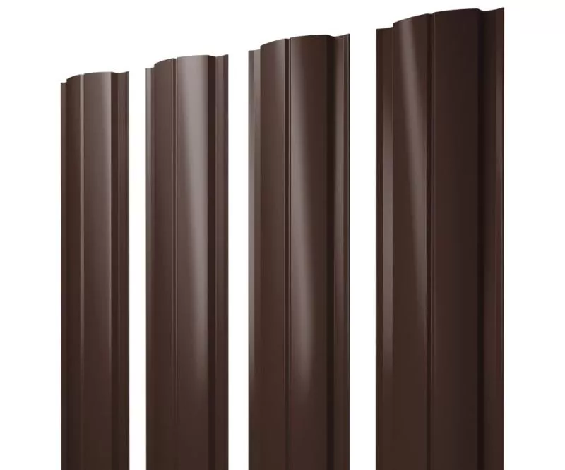 Штакетник Полукруглый Slim с прямым резом 0,45 Drap-double TX RAL 8017 шоколад купить в санкт-петербурге