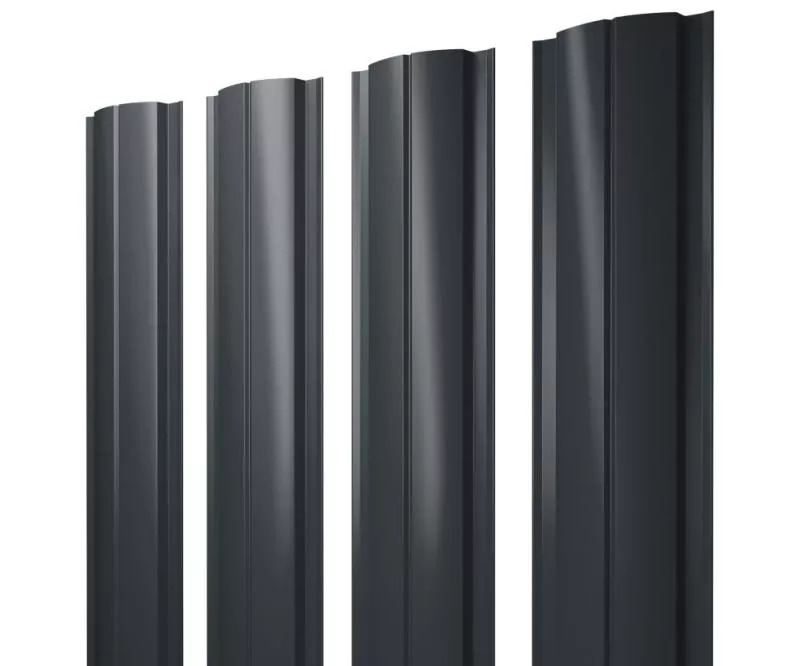 Штакетник Полукруглый Slim с прямым резом 0,45 Drap TR RAL 7016 антрацитово-серый купить в санкт-петербурге