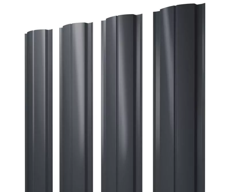 Штакетник Полукруглый Slim с прямым резом 0,45 Drap TR RAL 7024 мокрый асфальт купить в санкт-петербурге
