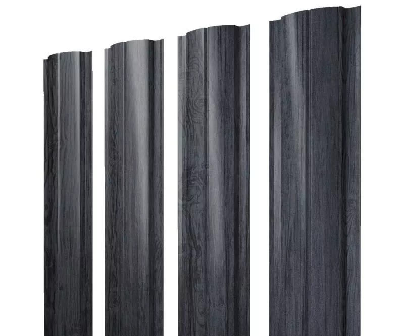 Штакетник Полукруглый Slim с прямым резом 0,45 Print Premium Grey Wood TwinColor купить в санкт-петербурге