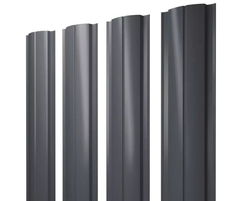 Штакетник Полукруглый Slim с прямым резом 0,5 GreenCoat Pural BT, matt RR 23 темно-серый (RAL 7024 мокрый асфальт) купить в санкт-петербурге