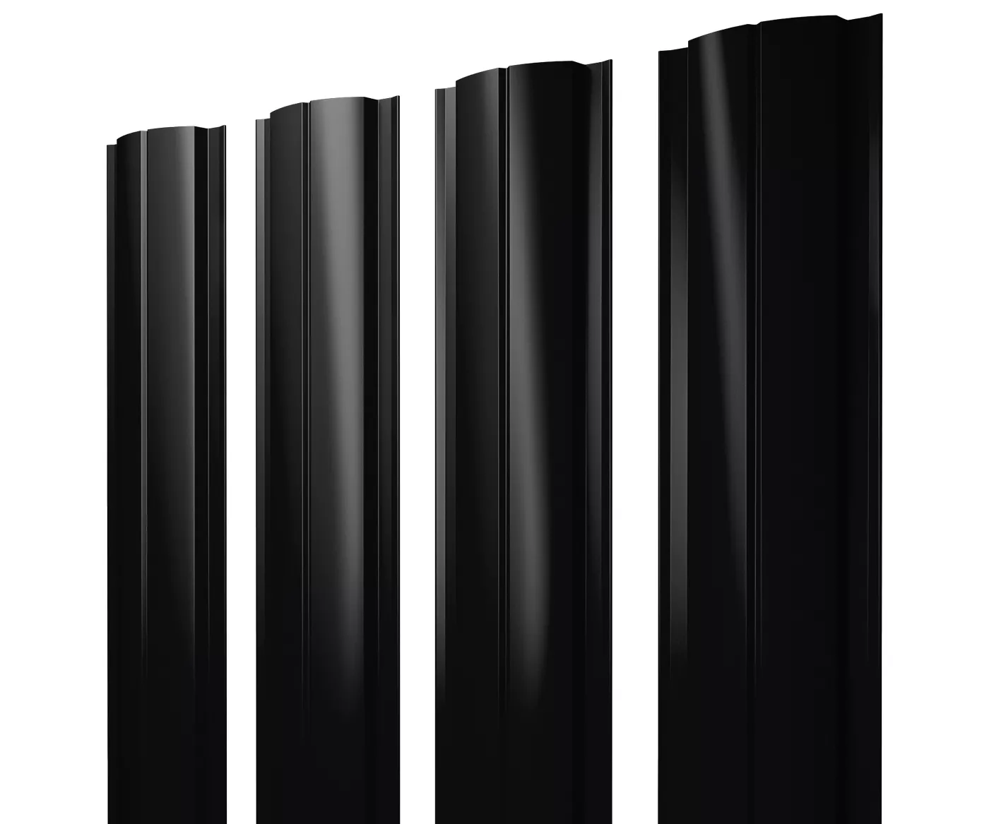 Штакетник Полукруглый Slim с прямым резом 0,5 PurPro RAL 9005 черный купить в санкт-петербурге
