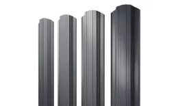 Штакетник Прямоугольный фигурный 0,5 GreenCoat Pural BT, matt RR 23 темно-серый (RAL 7024 мокрый асфальт). Артикул: 39025