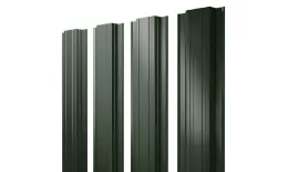 Штакетник Прямоугольный с прямым резом 0,5 GreenCoat Pural BT RR 11 темно-зеленый (RAL 6020 хромовая зелень). Артикул: 39434