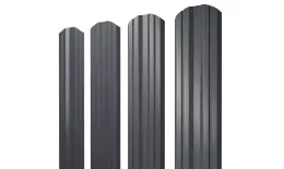 Штакетник Twin фигурный 0,5 GreenCoat Pural BT, matt RR 23 темно-серый (RAL 7024 мокрый асфальт). Артикул: 46290