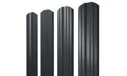 Штакетник Twin фигурный 0,5 GreenCoat Pural BT, matt RR2H3 (RAL 7016 антрацитово-серый). Артикул: 46291