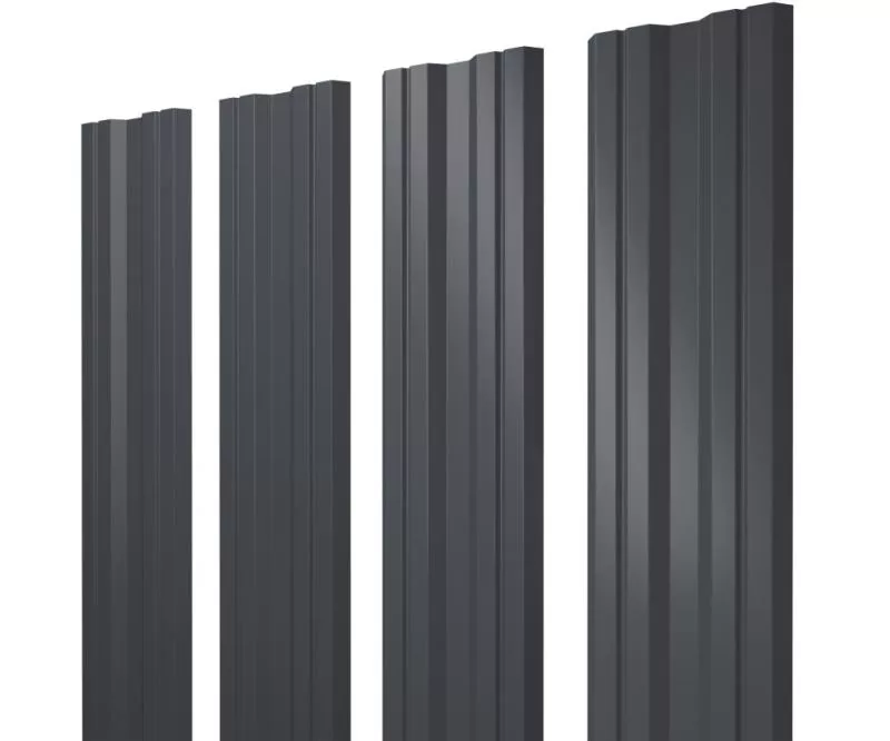 Штакетник Twin с прямым резом 0,5 GreenCoat Pural BT, matt RR 23 темно-серый (RAL 7024 мокрый асфальт) купить в санкт-петербурге