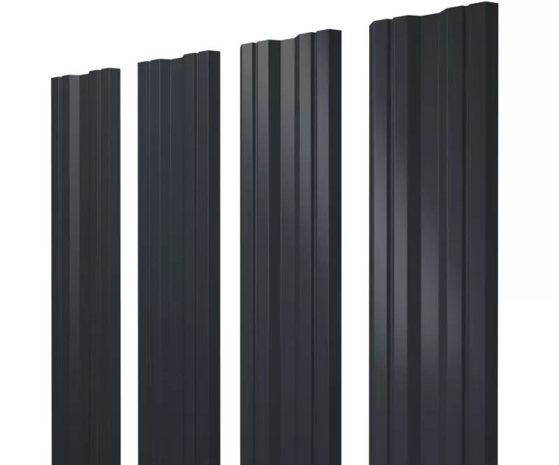 Штакетник Twin с прямым резом 0,5 GreenCoat Pural BT, matt RR2H3 (RAL 7016 антрацитово-серый) купить в санкт-петербурге