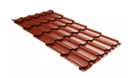 Металлочерепица Grand Line Kvinta Plus 3D 0,5 PurLite Matt RAL 8004 терракота. Артикул: GrandLineM01-PL80043d