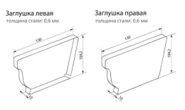 Заглушка правая Grand Line Vortex 127мм RAL 6005 Зеленый (полиэстер) купить в санкт-петербурге