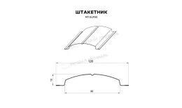 Штакетник металлический МЕТАЛЛ ПРОФИЛЬ ELLIPSE-T 19х126 (PURMAN-20-5005-0.5) купить в санкт-петербурге