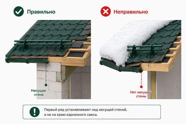 где ставить снегозадержатели