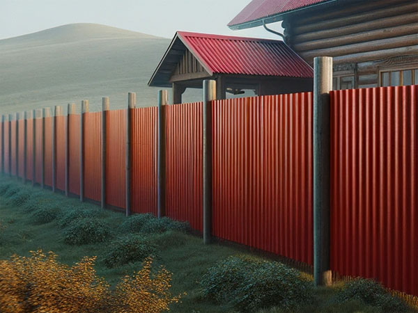 забор из красного профнастила спб - Сколько стоит профнастил на забор